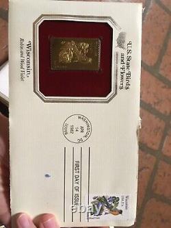 100 replica gold plated stamps on USA FDC First day covers