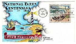 #1451a Cape Hatteras National Park Dorothy Knapp Hand Painted Cachet 1972 FDC