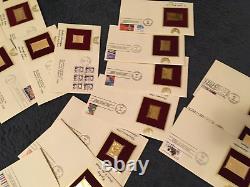 145 22K Gold Plated FDC first day covers horses, antique automobiles, Space