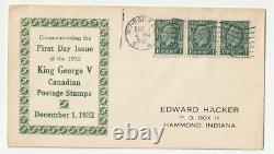 1932 FDC 3 King Georve V 1C Postage Stamps Bullseye Windsor Ont Hammond Indiana