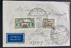 1934 Warsaw Poland First Day Cover FDC To Lodz Aviation Challenge Stamp & Cancel