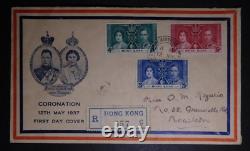 1937 Hong Kong First Day Cover FDC King George VI Coronation to Kowloon KG6