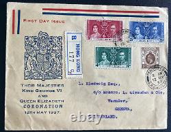 1937 Hong Kong First Day Cover FDC To Switzerland King George VI Coronation