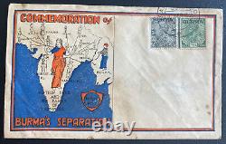 1937 Rangoon Burma First Day Cover FDC Commemorating Of Burma's Separation