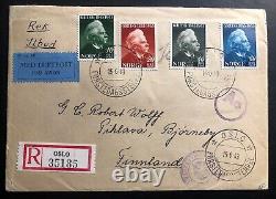 1943 Oslo Norway Censored First Day Cover FDC To Pihlava Finland Sc#255-8