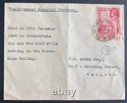 1946 Burma First Day Cover FDC To Rangoon Thanbyuzayat Memorial Ceremony