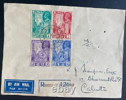 1946 Rangoon Burma First Day Airmail Cover FDC To Calcutta India Independence