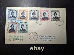 1952 Brunei First Day Cover FDC Kuala Belait to Sandakan