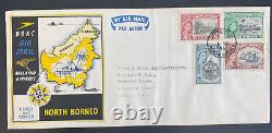 1953 Jesselton North Borneo First Day Airmail Cover FDC To England BOAC
