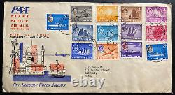 1955 Singapore Malaya First Day Cover FDC To Saginaw MI USA Tran Pacific Airmail