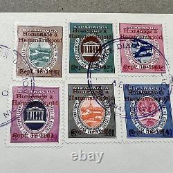 1961 Managua Nicaragua First Day Cover Red Overprint Stamps Dag Hammarskjold