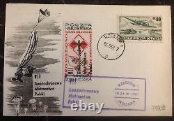 1961 Rzeszow Poland Postcard First Day Cover FDC Parachute Championship Sc#c29