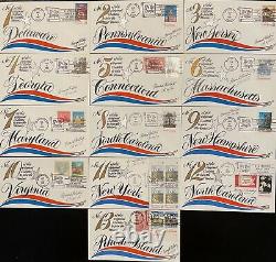 1987-90 US #2336-2348 FDC Bernard Goldberg hand painted cachets (13x) completed