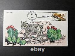 1990 USA First Day Cover FDC Arlington VA No Address Hand Drawn Bobcat Stamp 39