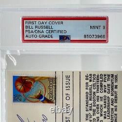 1991 First Day Cover Bill Russell Autograph /300 PSA 9 Mint Auto