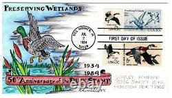 #2092 Preserving Wetlands Dorothy Knapp Hand Painted Cachet 1984 FDC IA
