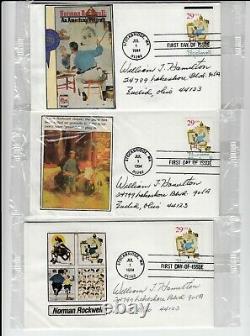 #2839 Norman Rockwell FDC's Collection of 39 Homemade withmost Cachets Tied