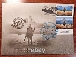 5 FDCs cover War in Ukraine 2022 Russian warship DONE Special stamp Zaporizhya
