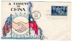 #906 Chinese Resistance Dorothy Knapp Hand Painted Cachet 1942 WWII FDC