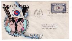 #921 Korea Dorothy Knapp Hand Painted Cachet 1944 WWII FDC Overrun Countries