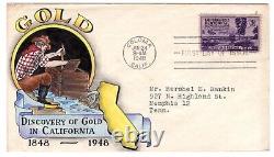 #954 California Gold Dorothy Knapp Hand Painted Cachet 1948 FDC