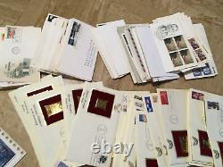 Dealer lot BULK vintage FDC First Day Covers stamps envelopes some gold plated