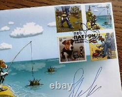 FDC Cover Envelope Patron Minesweeper Dog Stamp Ukraine 2022 Autograph Sign #1