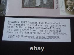 First day cover stamps Don Bradman limited edition no. 27 of 45 1997 memorial