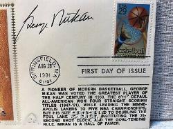 George Mikan Signed Autographed First Day Cover FDC 1991 Envelope Cachet JSA