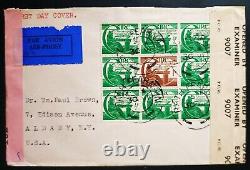 IRELAND 1944 O'CLEARY SET FIRST DAY ON CENSORED COVER TO USA. HIB 14C Cat 280