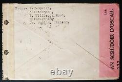 IRELAND 1944 O'CLEARY SET FIRST DAY ON CENSORED COVER TO USA. HIB 14C Cat 280