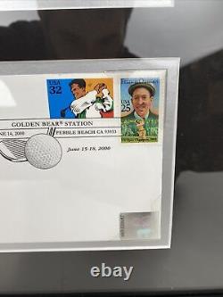 Jack Nicklaus Signed First Day Stamp Envelope Framed With Vernon J. Biever Photo