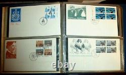 Large Collection Of Canadian FDC In Stock Book 104 Covers Blocks, Pairs & Single