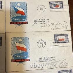 Lot Of 12 First Day Covers Overrun Country in World War II 1943 FDC