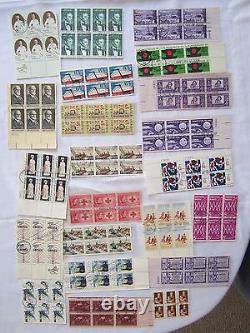 Lot of 220 Modern FDC First Day Cancel blocks and plate blocks of six 1950-70's