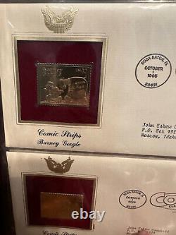 Lot of 54 GOLDEN REPLICAS OF UNITED STATES STAMPS 22K Gold FDC First Day Covers