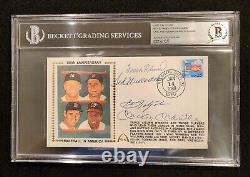 Mickey Mantle/Ted Williams/Robinson/Yastrzemski Signed First Day Cover AUTO BAS