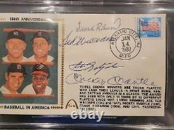 Mickey Mantle/Ted Williams/Robinson/Yastrzemski Signed First Day Cover AUTO BAS