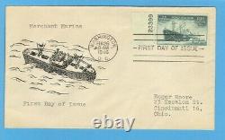 Scott 939 Merchant Marine Moore Hand Drawn First Day Cover Fdc