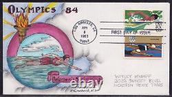 Scott C105 Olympics'84 Dorothy Knapp Hand Painted First Day Cover Fdc