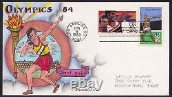 Scott C105 Olympics'84 Dorothy Knapp Hand Painted First Day Cover Fdc