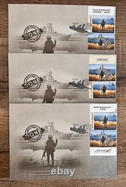 Set 25 FDC Ukrainian Covers Russian Warship Done Envelope Stamp F War Ukraine