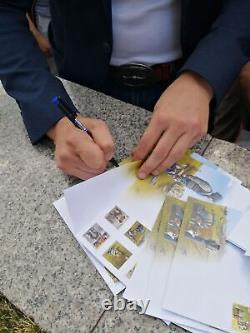 Set FDC Cover Envelope Patron Minesweeper Dog Stamp Ukraine 2022 Autograph Sign