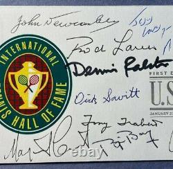 Signed Legends Of Tennis Fdc Autographed First Day Cover (9 Sigs) Hof