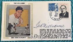 TED WILLIAMS AUTOGRAPHED/SIGNED FIRST DAY COVER- PSA/DNA- 50th ANNIV. OF. 406