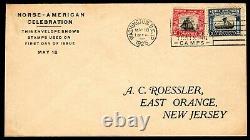 US #620/621-1 FDC Norse American. 1st Roessler Cachet, Wash DC. (CV $330)