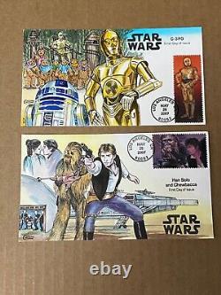 US FDC Collins Hand-Painted #4143 a-o &4205 Set 16 Star Wars 2007