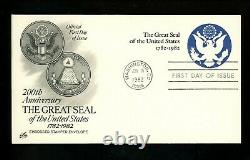 US FDC #U602 ERROR (Missing Color Magenta) Artcraft 1982 DC Great Seal