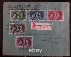 1927 Luxembourg Couverture Du Premier Jour Fdc To Limburg Holland Comp Stamp Set #b20 24