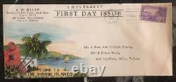 1937 Charlotte Amalie VI États-unis Premier Jour Couverture Fdc À Los Angeles Ah Riise Rum